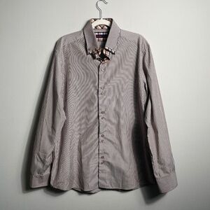 BRI ()- Men's Double Collar Striped Long Sleeve Dress Shirt, Size XL